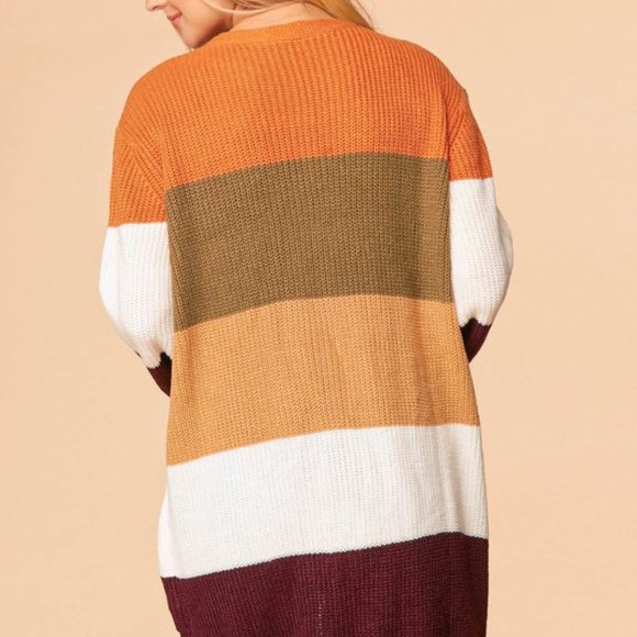 Fall Colorblock Sweater Cardigan - Picture 3 of 4